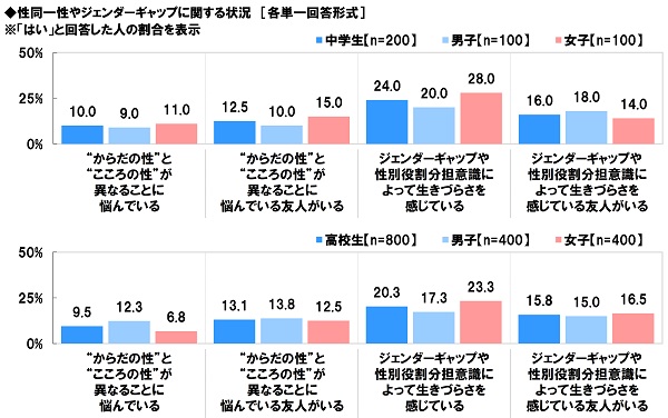 アンケート結果:性同一性やジェンダーギャップについて